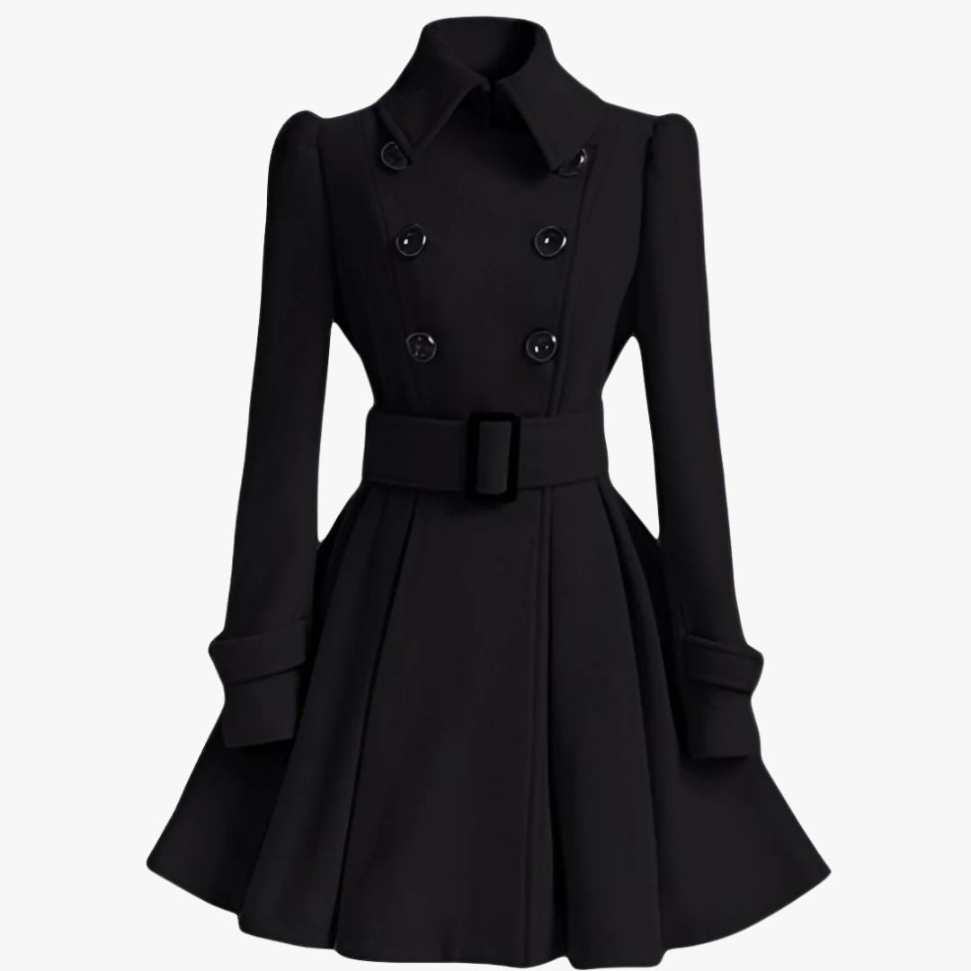 Manteau Femme Brun avec Ceinture et Fermeture Boutons