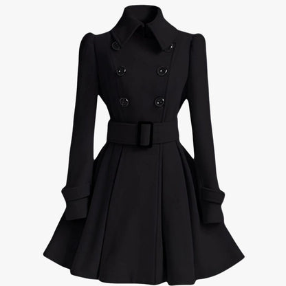 Manteau Femme Brun avec Ceinture et Fermeture Boutons