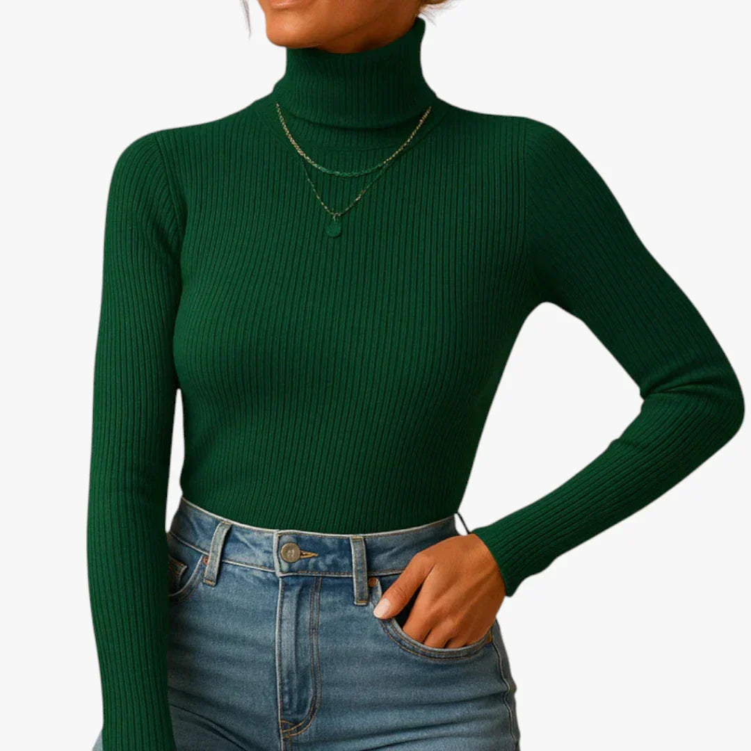 Pull Col Roulé Femme Chic Gris Foncé