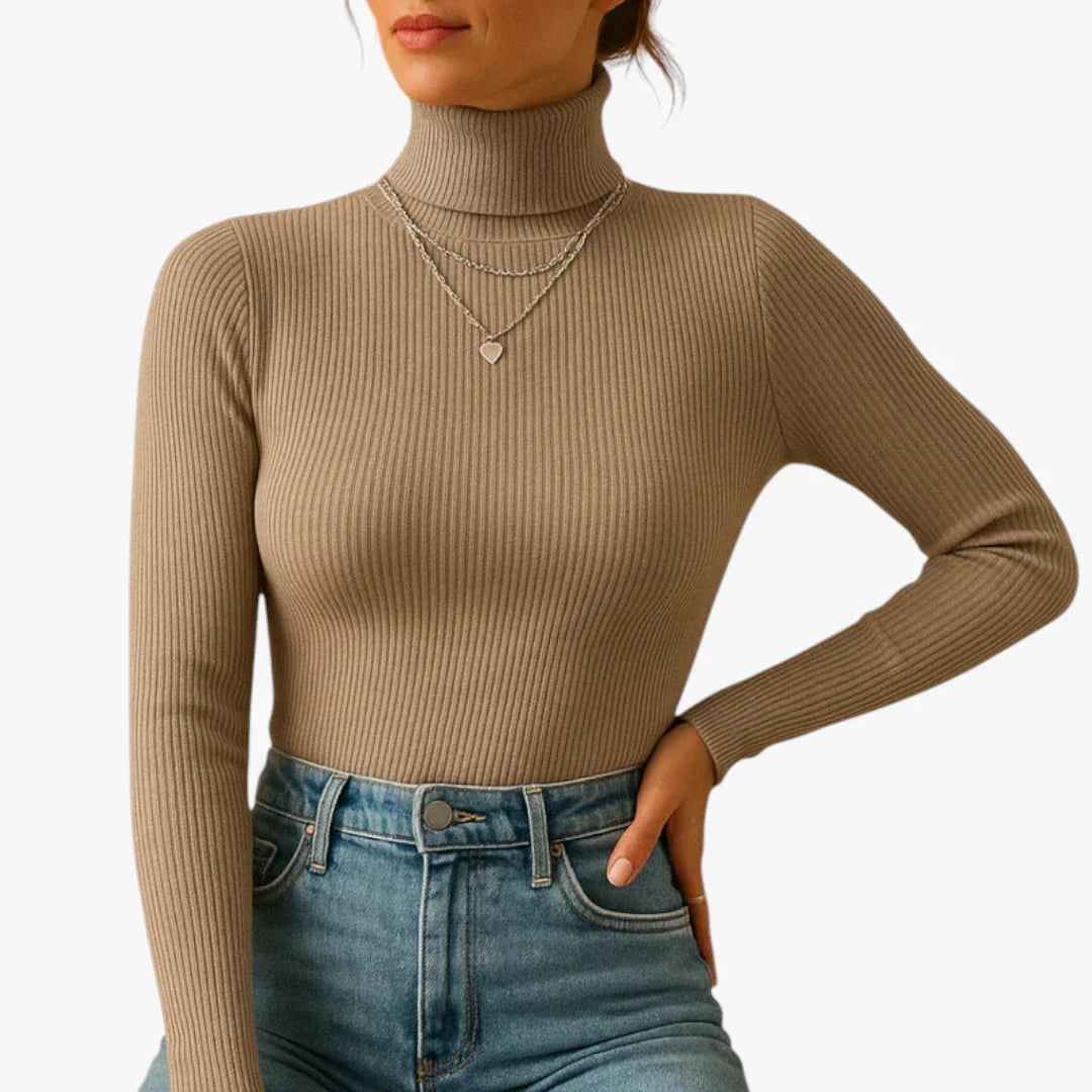 Pull Col Roulé Femme Chic Gris Foncé