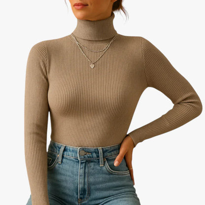 Pull Col Roulé Femme Chic Gris Foncé