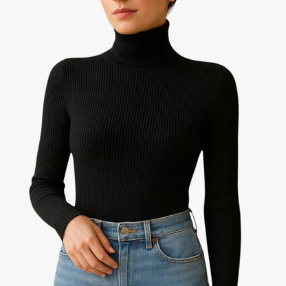Pull Col Roulé Femme Chic Gris Foncé