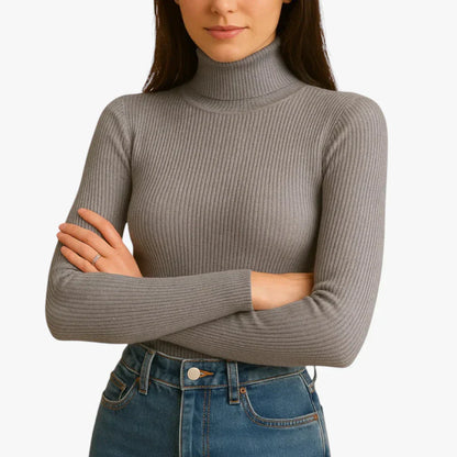 Pull Col Roulé Femme Chic Gris Foncé - PanierRoyale