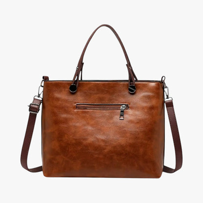 Sac à main cuir marron avec poignée et fermeture éclair