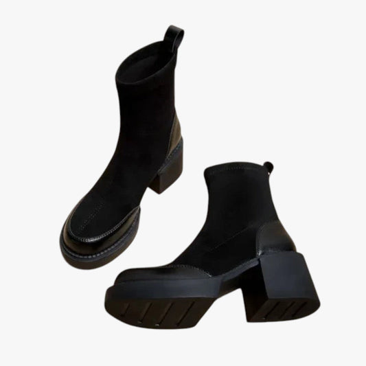 Bottes Chelsea Femmes Cuir Noir Élégantes - PanierRoyale