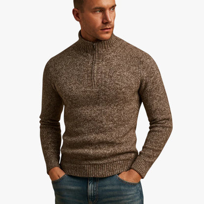 Pull Homme Laine Mélangée Col Zippé Chic Sportif