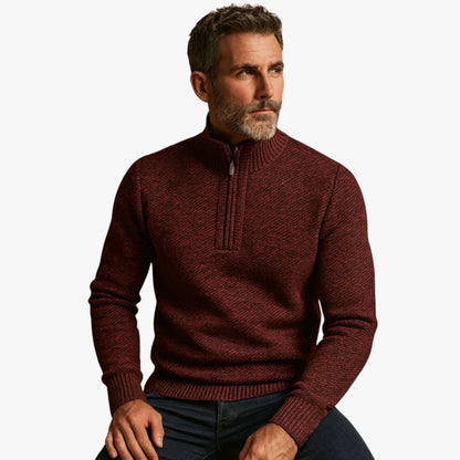 Pull Homme Laine Mélangée Col Zippé Chic Sportif