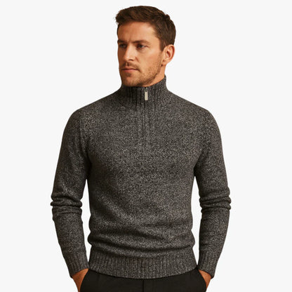 Pull Homme Laine Mélangée Col Zippé Chic Sportif