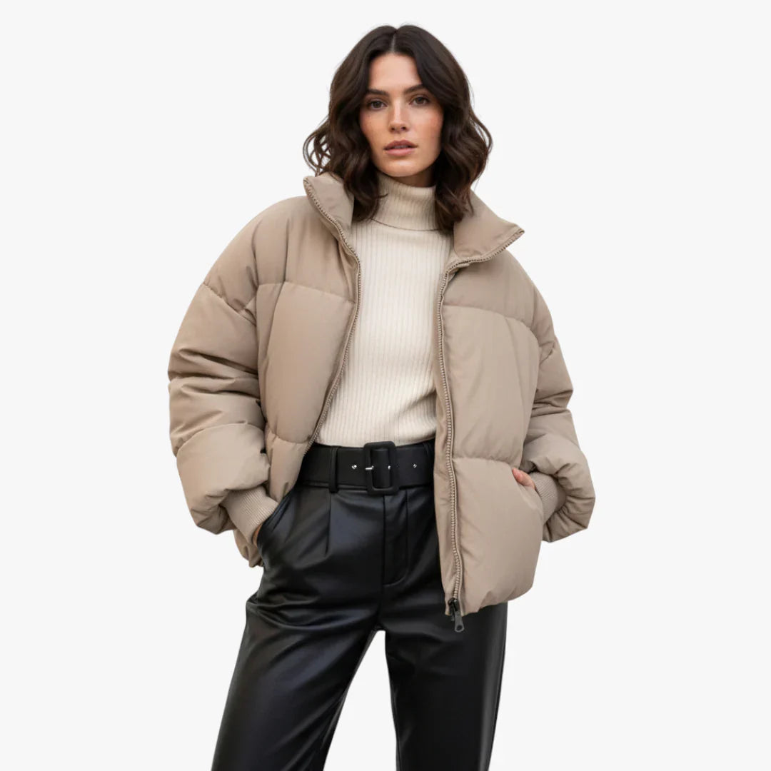 Veste féminine hivernale doublée épaisse col V - PanierRoyale