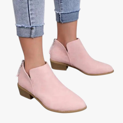 Bottines Femmes Noir en Cuir avec Talon Bas