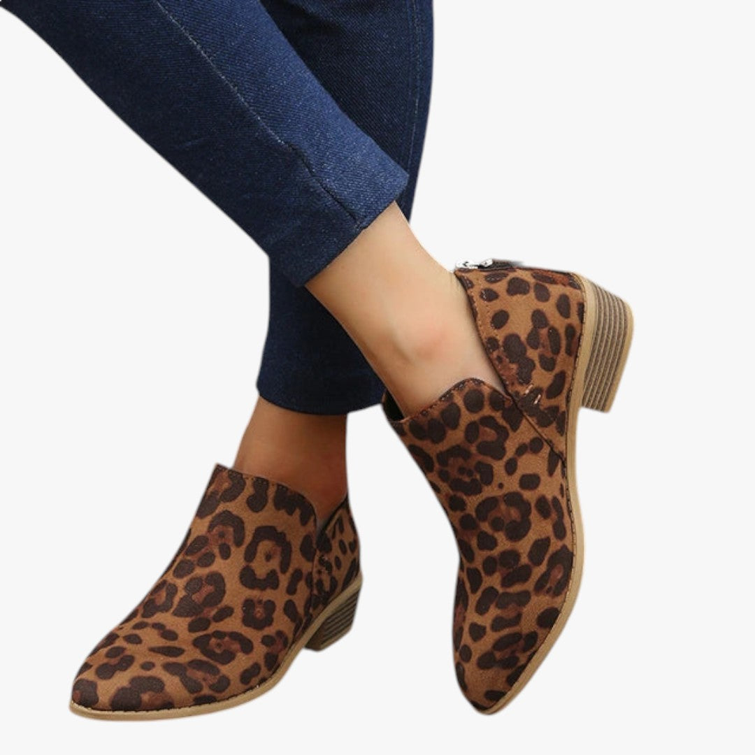 Bottines Femmes Noir en Cuir avec Talon Bas