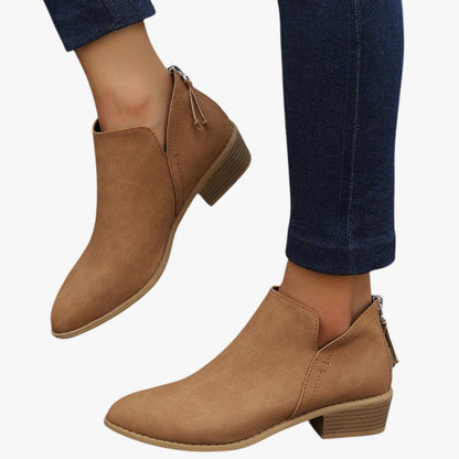 Bottines Femmes Noir en Cuir avec Talon Bas