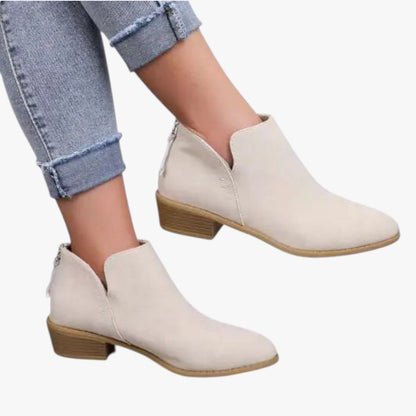 Bottines Femmes Noir en Cuir avec Talon Bas