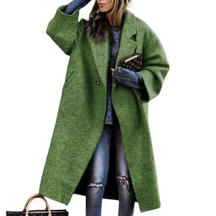 Manteau Femme Long Élégant avec Ceinture et Fermeture Éclair