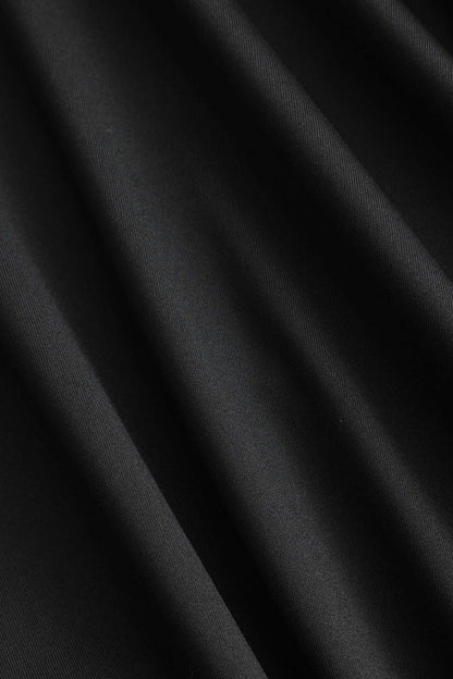 Robe Noire Courte Élégante avec Manches Longues et Fleur