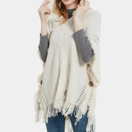 Poncho Capuche Femme Polaire Doux et Chaud - PanierRoyale