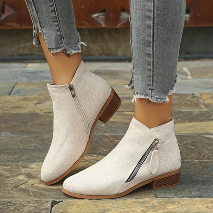 Bottes Femme Cuir Confortable avec Semelle Antidérapante