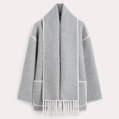 Manteau Hiver Élégant à Franges Contrastes Modernes
