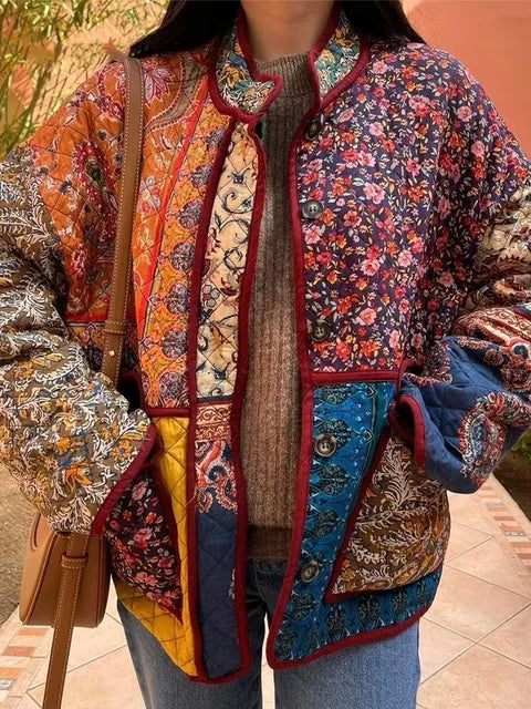 Veste Femme Hiver Élégante à Fleurs