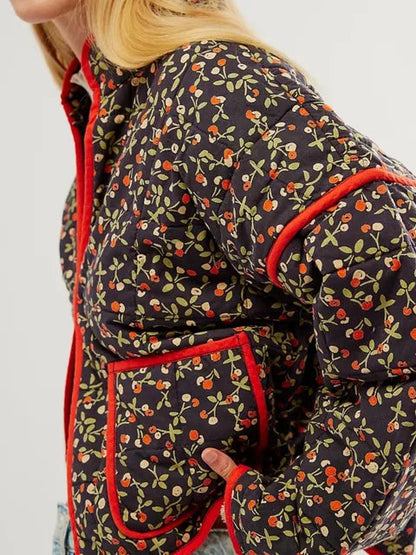 Veste Femme Hiver Élégante à Fleurs