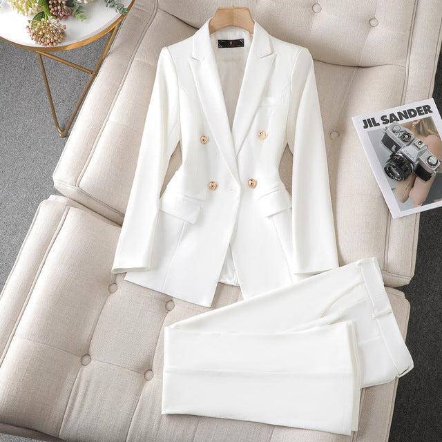 Blazer Femme Blanc Élégant 2 Boutons
