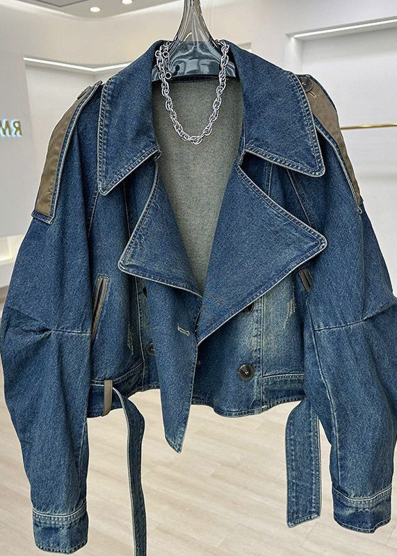 Denim Patchwork Blue Jacket with Pockets - EasyApparels