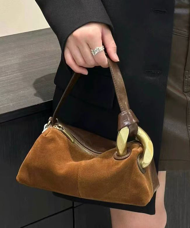 Sac à main patchwork brun en cuir robuste - EasyApparels