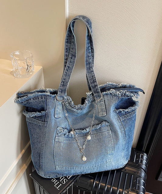 Sacs à bandoulière décontractés en denim avec franges et chaînes металлиères - EasyApparels