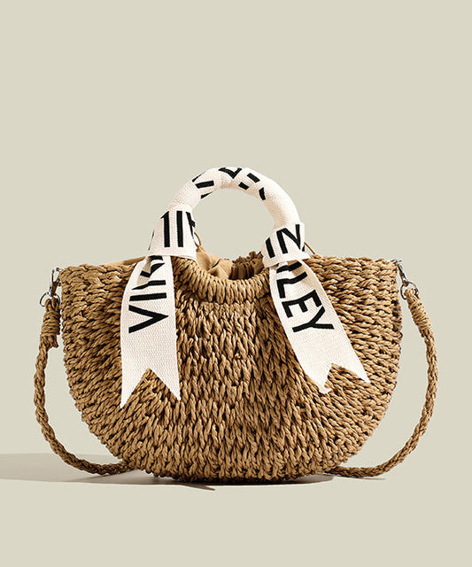 Sac à main en paille tressée robuste et chic kaki - EasyApparels