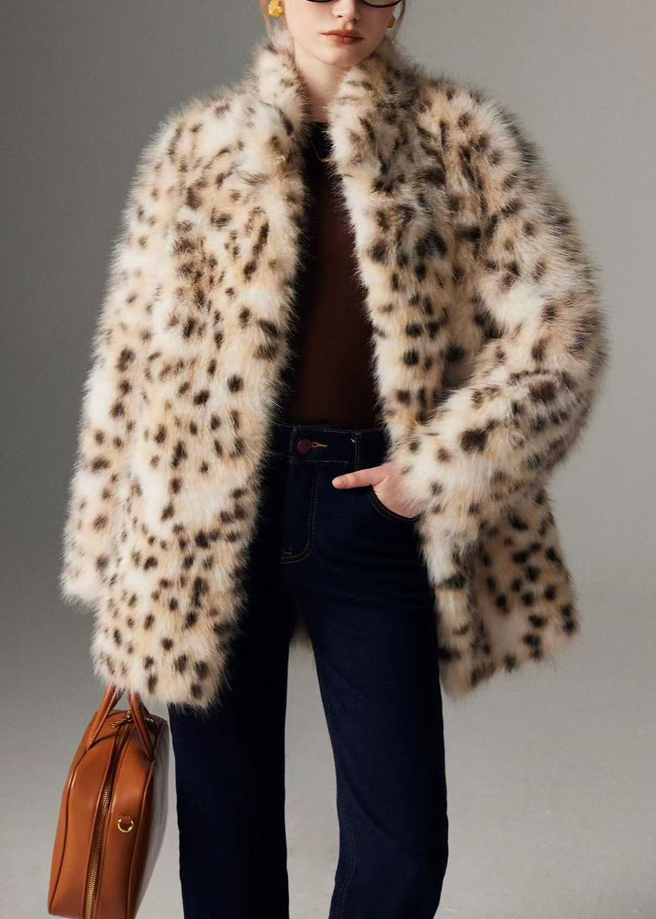 Parkas hivernaux chauds à imprimé animal, col haut et coupe décontractée - EasyApparels