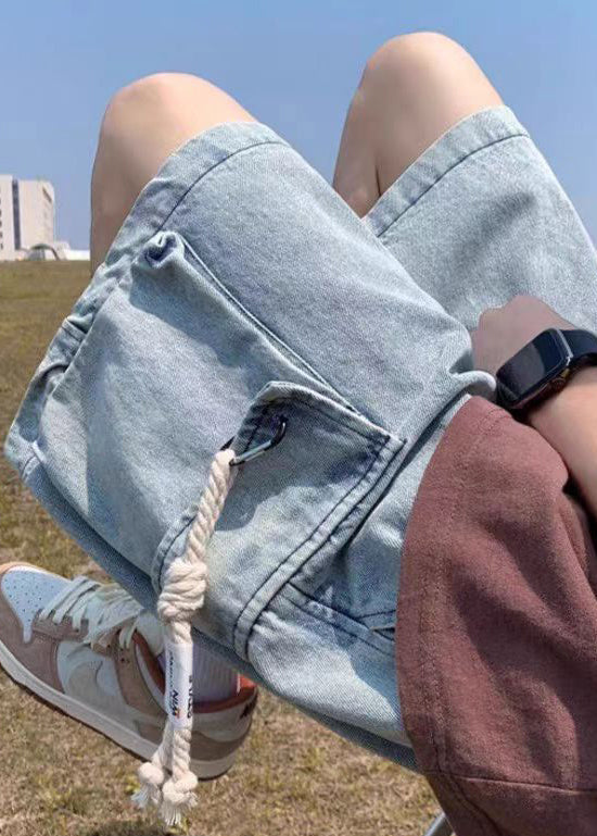 Court jean décontracté bleu clair homme avec poches ajustables - EasyApparels