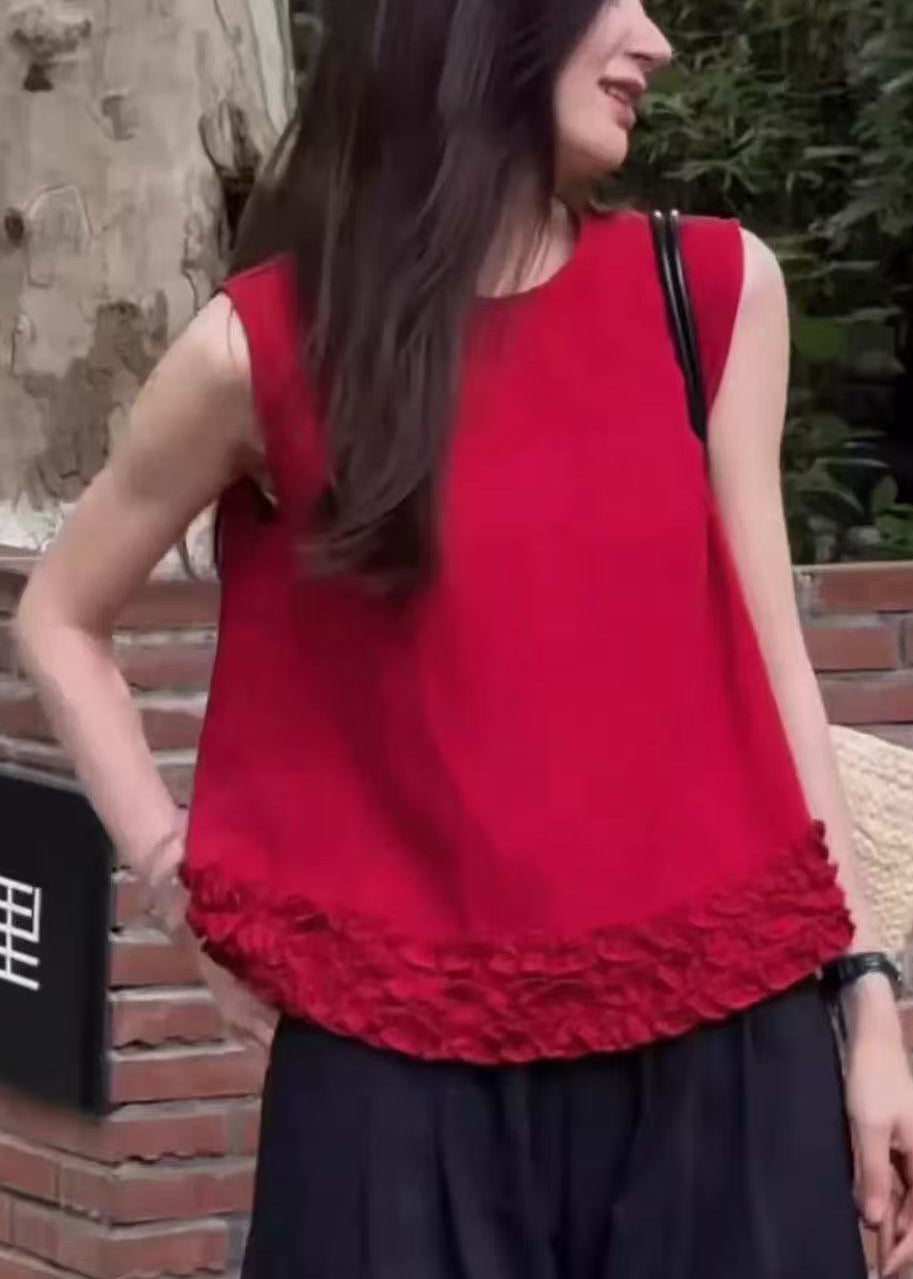 Débardeur rouge en coton léger sans manches - EasyApparels