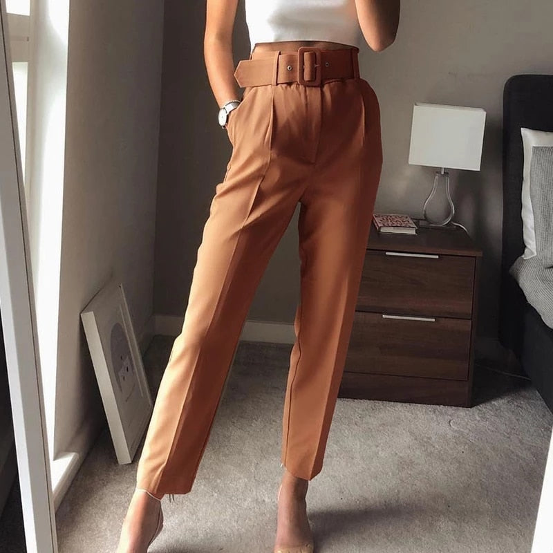 Pantalon Femme Confortable Taille Haute Élastique - PanierRoyale