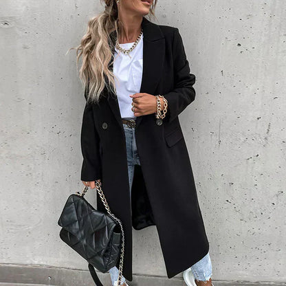 Manteau Femme Tweed Long avec Capuchon Amovible