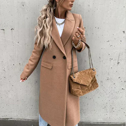 Manteau Femme Tweed Long avec Capuchon Amovible