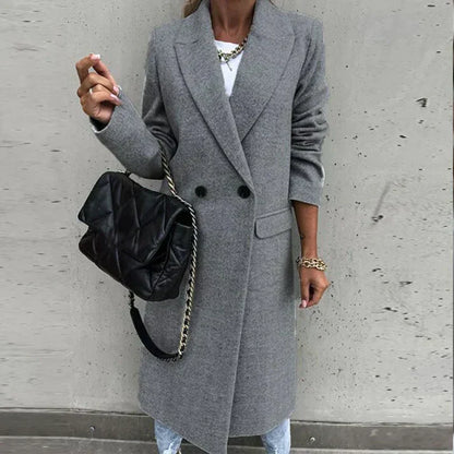 Manteau Femme Tweed Long avec Capuchon Amovible