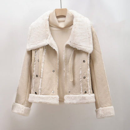 Veste en Cuir Véritable pour Femme Hiver Élégante