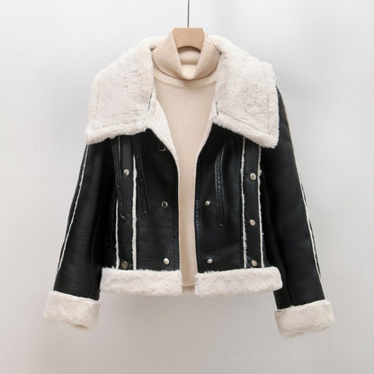 Veste en Cuir Véritable pour Femme Hiver Élégante - PanierRoyale