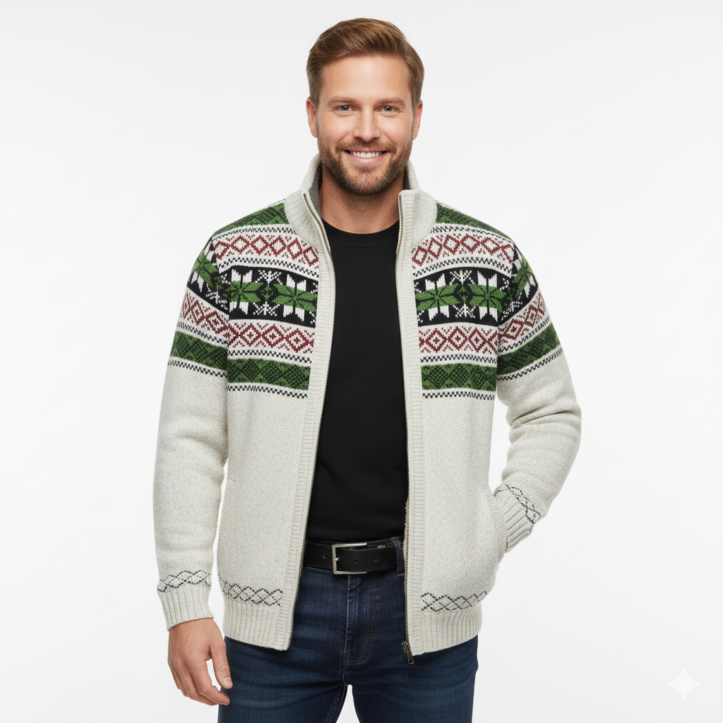 Veste Hiver Homme Capuchon Imprimé Nordique Élégant - PanierRoyale
