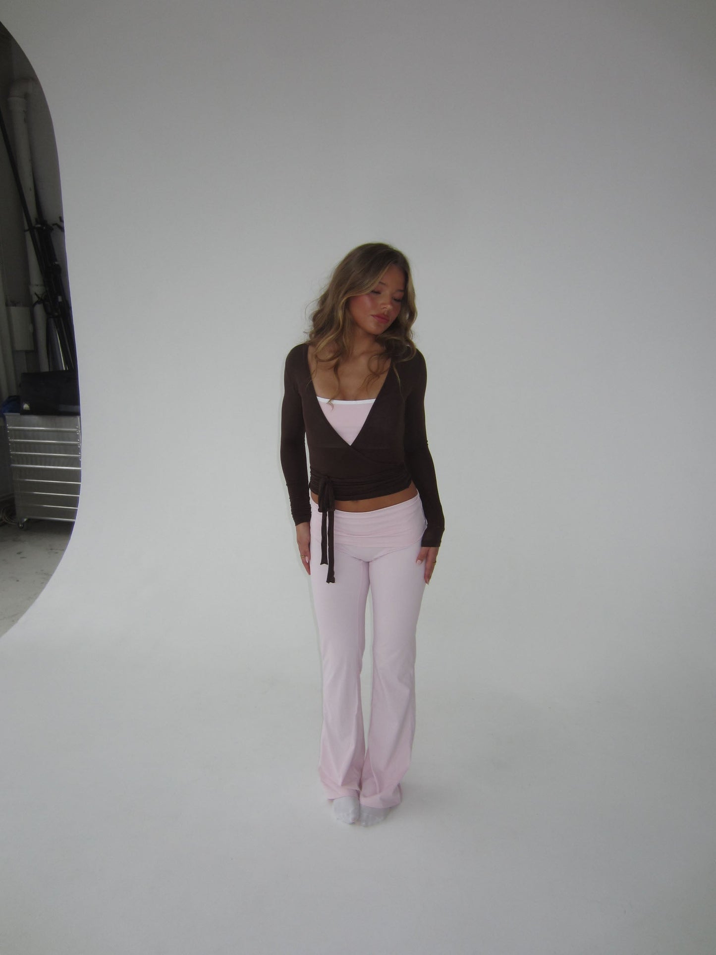 Cache-cœur Femme Tissu Extensible Coupe Ajustée Manches Longues
