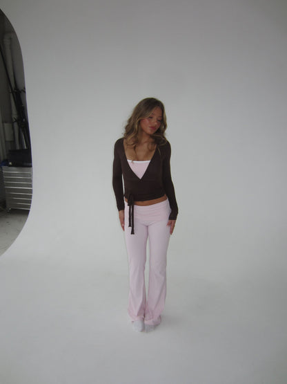 Cache-cœur Femme Tissu Extensible Coupe Ajustée Manches Longues