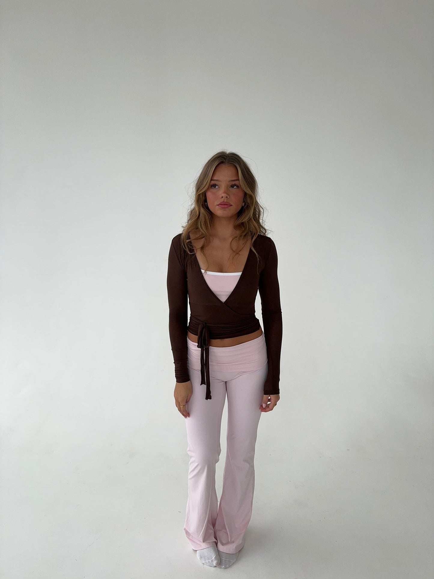 Cache-cœur Femme Tissu Extensible Coupe Ajustée Manches Longues