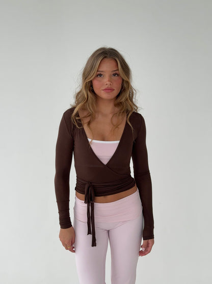 Cache-cœur Femme Tissu Extensible Coupe Ajustée Manches Longues
