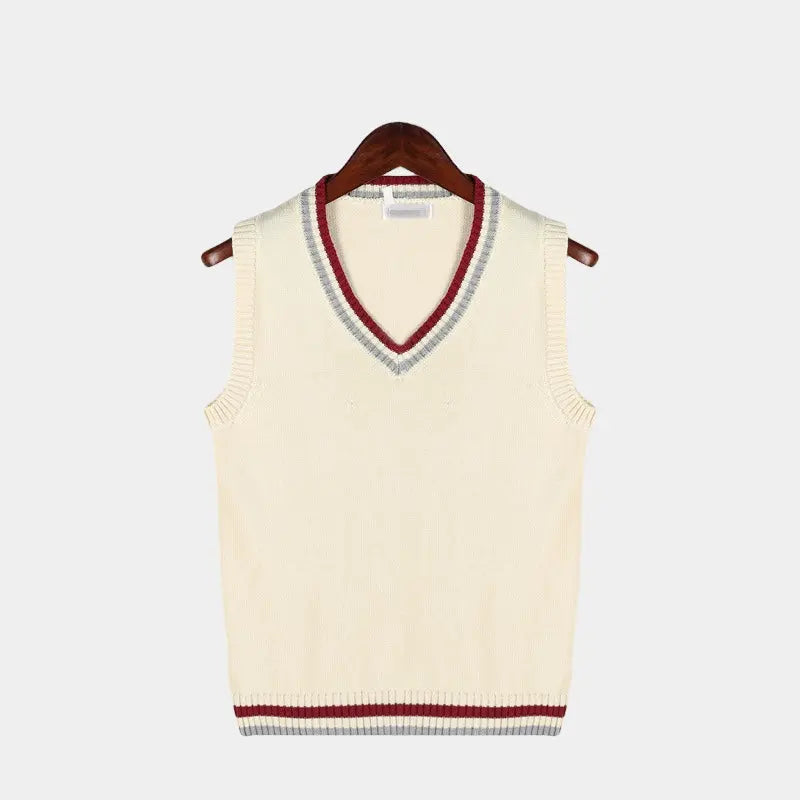 Gilet Homme Maille Câblée Col V Style Preppy