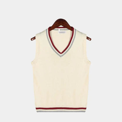 Gilet Homme Maille Câblée Col V Style Preppy