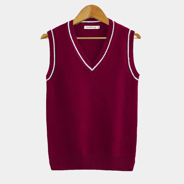 Gilet Homme Maille Câblée Col V Style Preppy