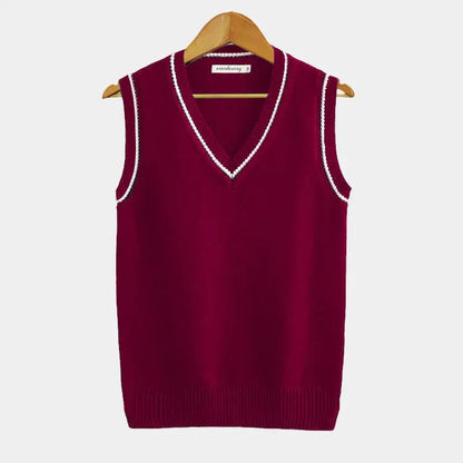 Gilet Homme Maille Câblée Col V Style Preppy