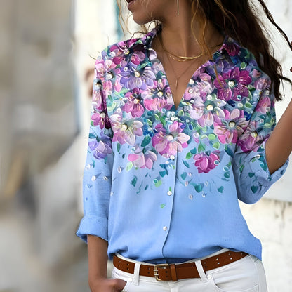 Blouse Femme Chic - Blouse Décontractée à Manches Longues en Tissu Doux