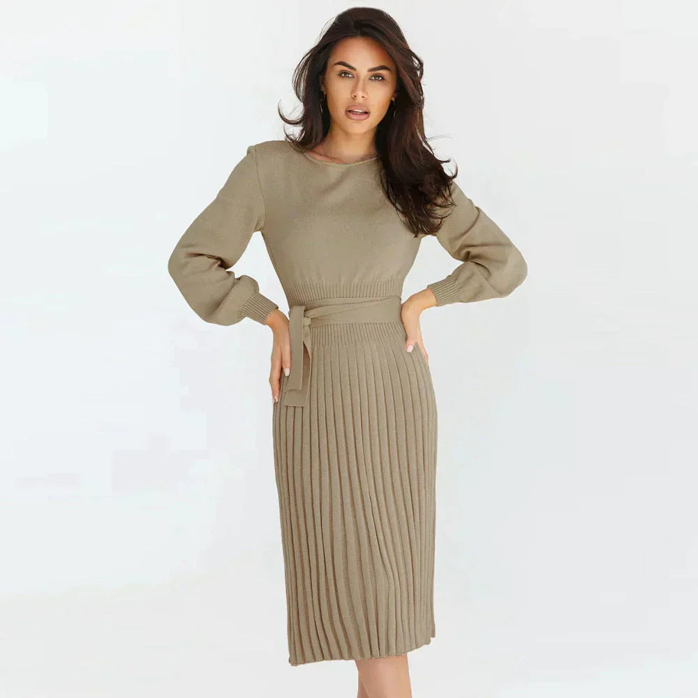 Robe femme mi-longue tricotée élégante et confortable