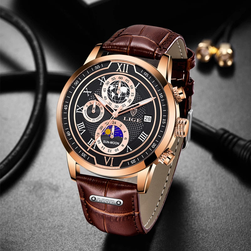 Montre Chronographe Cuir Homme Élégante